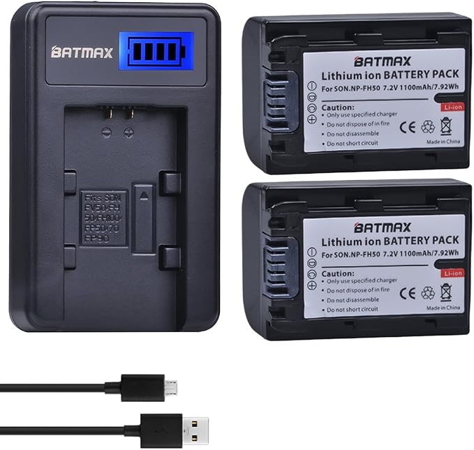Batmax 2Packs NP-FH50 Battery + LCD USB Charger by Batmax