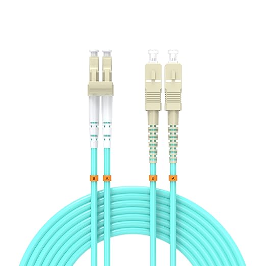 Fiber Patch Cable 49/15meters LC/UPC to SC/UPC OM3 10Gb/Gigabit MultiMode by Buacoz