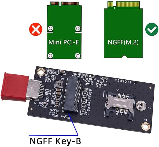 NGFF M.2 Key-B WWAN to USB 3.0 Adapter Riser Card w SIM Slot - Image 6
