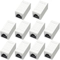 RJ45 Cat6 Coupler Ethernet Extender Connector, 10 Pack in line Coupler Cat7 by QINGLER