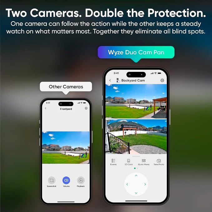 WYZE Duo Cam Pan Indoor/Outdoor IP65 2K 360° Pan/Tilt Smart Home Security Camera - Image 3