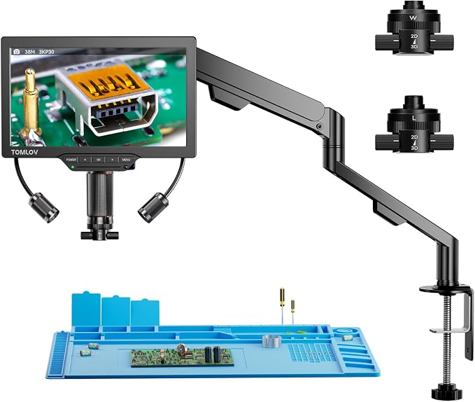 TOMLOV 3D Digital Microscope for Soldering: Magnetic Dual Lens Micro Scope by TOMLOV-MoreThanAMicroscope