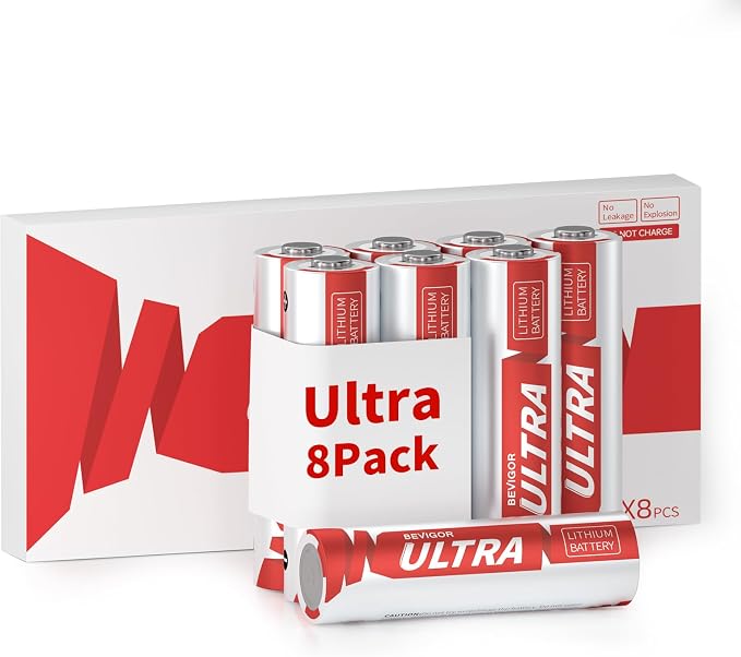 BEVIGOR AA Lithium Batteries 8Pack Ultra, 3500mAh 1.5V Double A Lithium Battery by BEVIGOR
