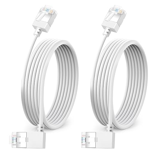 Ultra Slim 90° Degree Cat 6A Ethernet Cable Left Angled 10 Feet 2Pack, 10Gbps by DUTEVOLNS