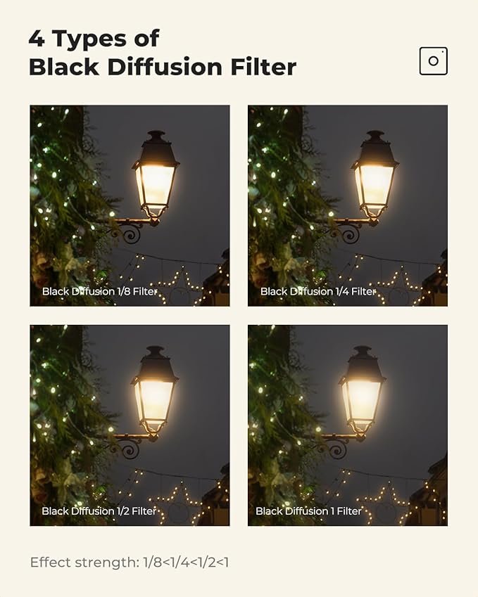 K&F CONCEPT 67mm Black Diffusion 1/4 Filter Mist Cinematic Effect Filter - Image 6