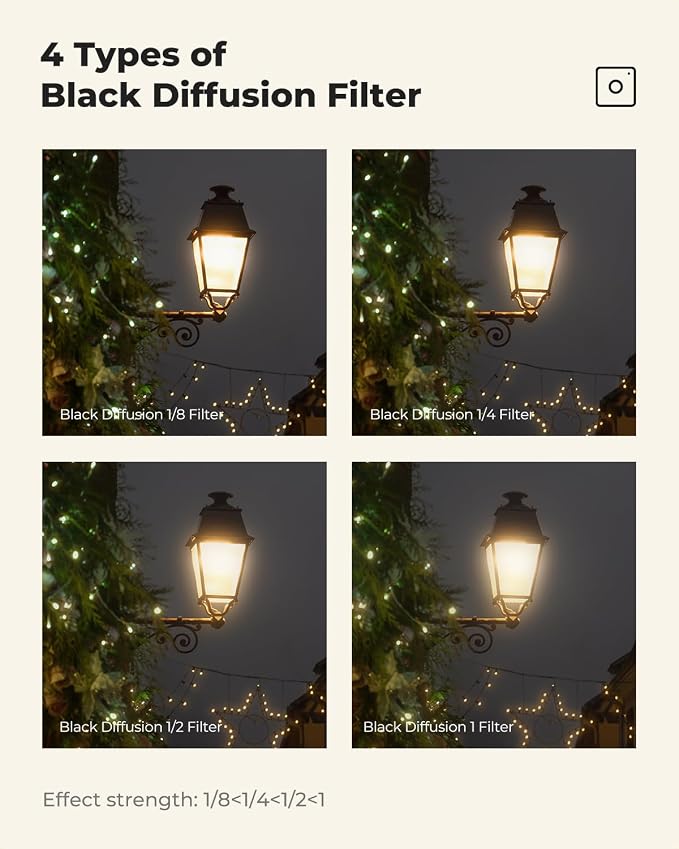 K&F CONCEPT 67mm Black Diffusion 1/8 Filter, Mist Dreamy Cinematic Effect Filter - Image 6