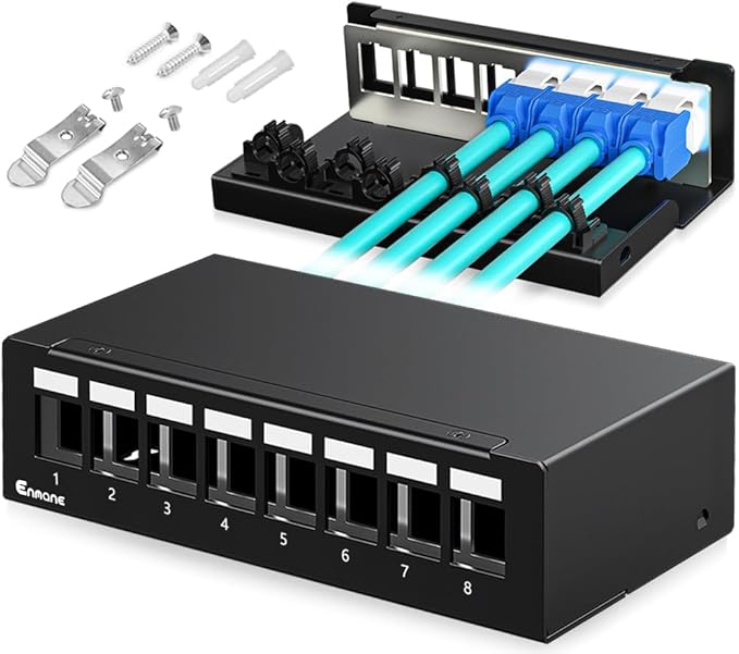 Patch Panel 8 Port Blank Keystone Patch Panel STP&UTP Compatible by Enmane