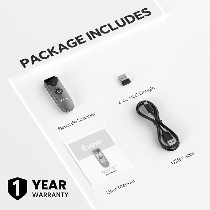 Eyoyo Bluetooth 2D&1D Barcode Scanner, Portable Wireless Mini Barcode Reader - Image 8