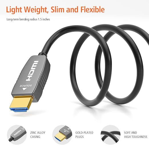 RUIPRO 8K HDMI Fiber Optic Cable CL2 Rated 265 Feet 48Gbps 8K60Hz 4K120Hz - Image 5