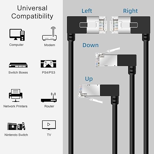 Flexible Cat 6 Ethernet Cable 90° Right Angled 15 Feet, Ultra Thin & Slim Rj45 - Image 7