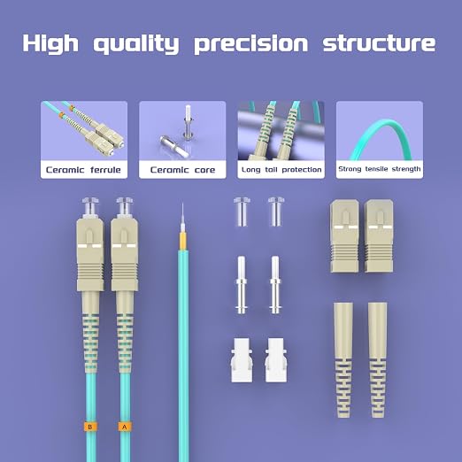 Fiber Patch Cable OM3 SC/UPC to ST/UPC 17ft/5meters, 10Gb/Gigabit MultiMode - Image 4