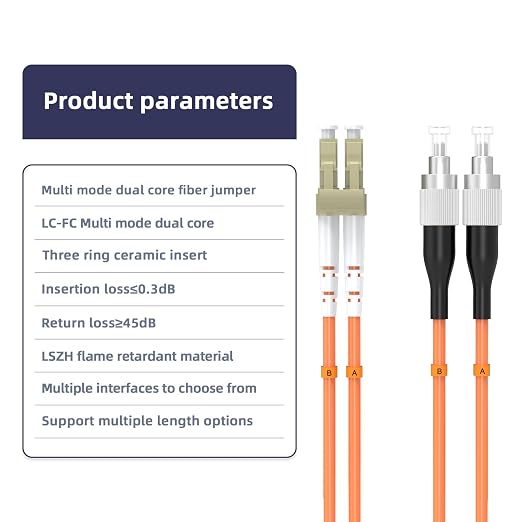 75M/246FT OM1 Fiber Patch Cable, LC/UPC to FC/UPC, 62.5/125μm, 10GB Multimode - Image 4