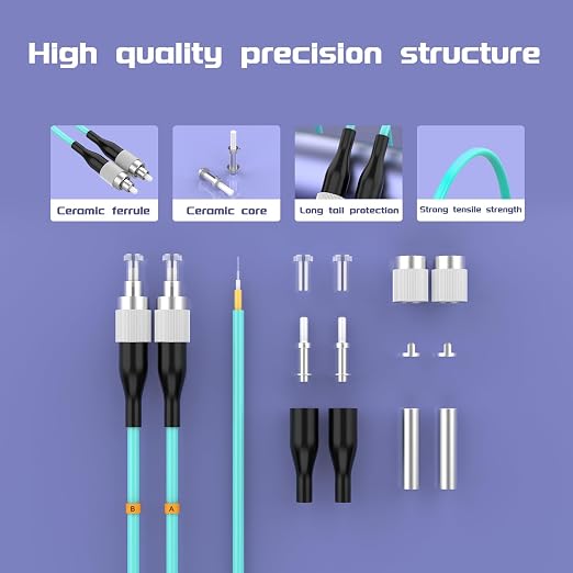 FC/UPC-FC/UPC Fiber Patch Cable OM3 2Meter/7ft 10GB Multimode Jumper Duplex - Image 4