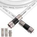 15ft RG6 Coaxial Cable White, 75 Ohm Coax Cable by RELIAGINT