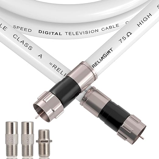 35ft RG6 Coaxial Cable White, 75 Ohm Coax Cable by RELIAGINT