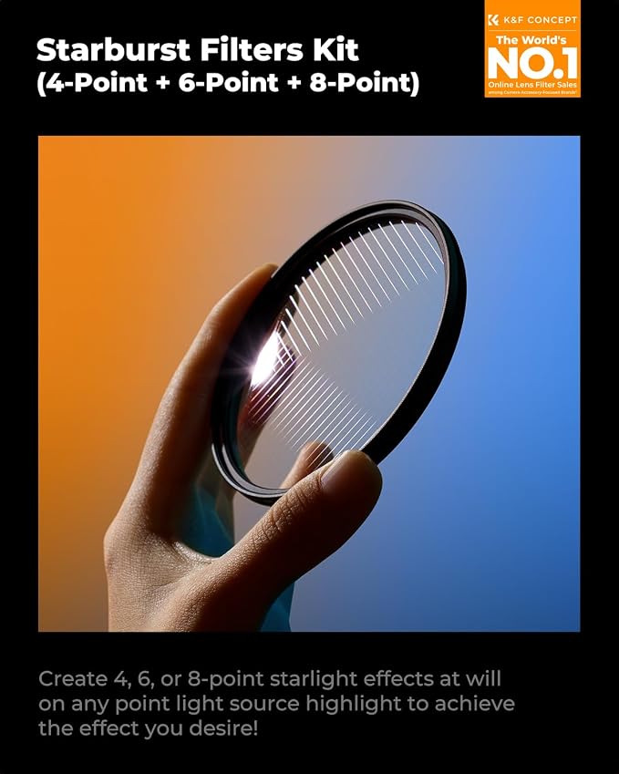 K&F CONCEPT 55mm Star Filters Kit 4 Points 6 Points 8 Points Cross Screen - Image 2