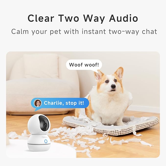 Noorio 2K Wired Security Camera Indoor, Pan/Tilt Pet Camera - Image 4