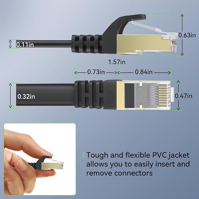 BUSOHE Cat 8 Ethernet Cable 6 FT 2-Pack, 40Gbps 2000MHz Cat8 High Speed Flat - Image 6