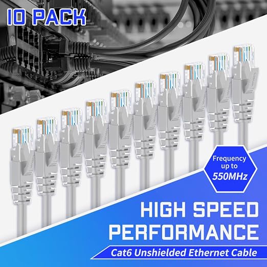 Cat6 Ethernet Cable 1 Feet 10 Pack Network RJ45 Cat6 Internet Patch Cable - Image 2