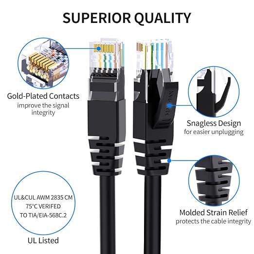 Cat 6 Ethernet Cable 3 ft Network RJ45 Unshielded Cat6 Patch Cable Internet - Image 3