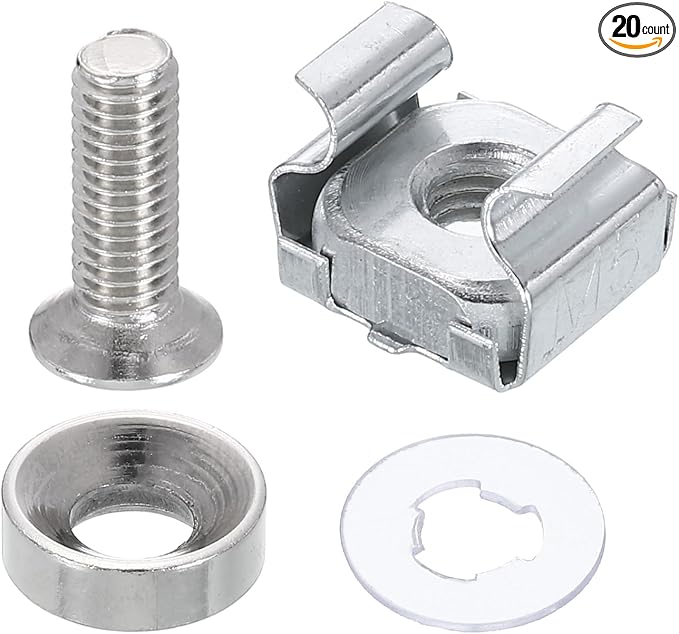 PATIKIL Rack Mount Cage Nut, Carbon Steel Rack Screws Zinc Square Snap-in Cage by PATIKIL
