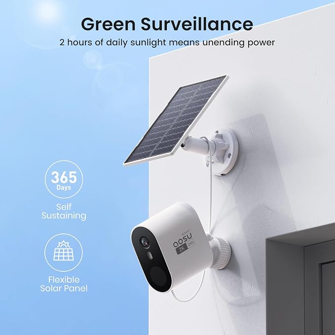 aosu Solar Security Cameras Wireless Outdoor, 4-Cam Kit, 2K QHD Home Security - Image 4
