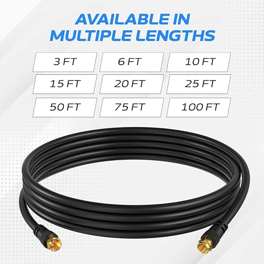 Cables Direct Online Coaxial Cable 3FT Black Coax RG6 Male F Type Extension - Image 4