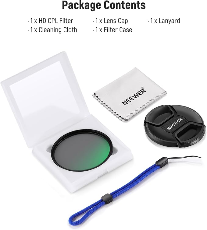 NEEWER 52mm CPL Filter with Lens Cap, Ultra Thin Circular Polarizing Filter - Image 8