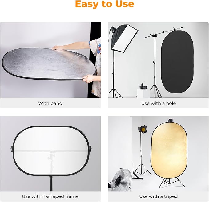 K&F CONCEPT 24" x36” 5-in-1 Oval Foldable Reflector - Image 7