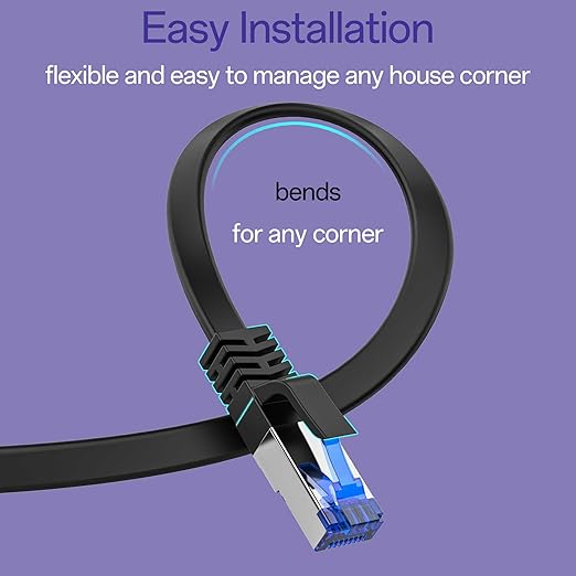 Cat8 Flat Ethernet Cable 50 FT Indoor & Outdoor, Invisable Ultra-Thin Ethernet - Image 5