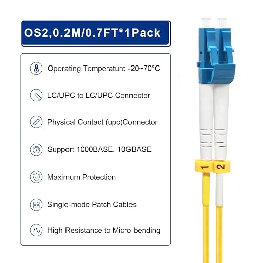 FLYPROFiber- 0.2M OS2 LC to LC Fiber Patch Cable | Length Options: 0.2m-300m | - Image 4