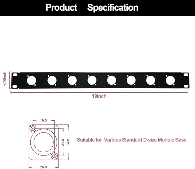 XLR HDMI Audio Rack Mount Panel, 1U D-Series Punched Metal HDMI Rack Mount - Image 2