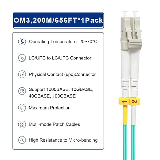 FLYPROFiber- LC to LC Fiber Patch Cable OM3, Length Options: 0.2m-200M/656ft - Image 4