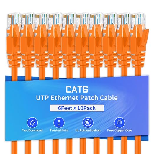 Cat6 Ethernet Cable 6 Feet 10 Pack Network RJ45 Cat6 Internet Patch Cable by XANHAM