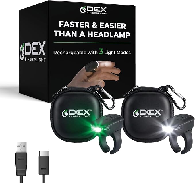2-Pack, High Tech Wearable LED Flashlight, Faster and Easier Than a Headlamp by DEXFINGERLIGHT