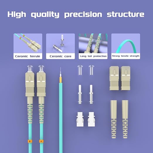 SC/UPC to FC/UPC Fiber Patch Cable OM3 2.5Meter/8ft 10GB/Gigabit Multimode - Image 4