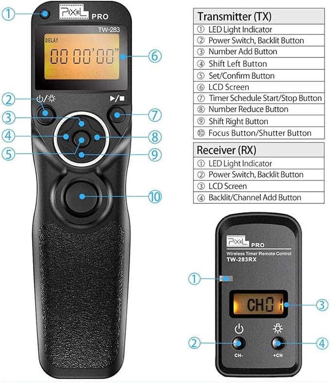 Pixel Remote Shutter Intervalometer TW283-E3 LCD Multi-Function Shutter Remote - Image 5