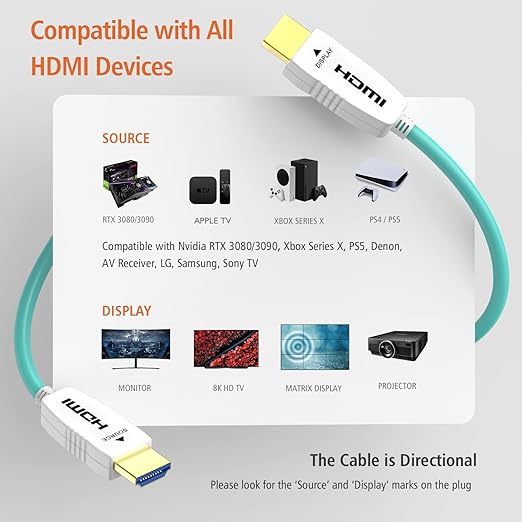 RUIPRO 8K Fiber Optic HDMI Cable 65 Feet 48Gbps 8K60Hz 4K120Hz Dynamic HDR eARC - Image 6