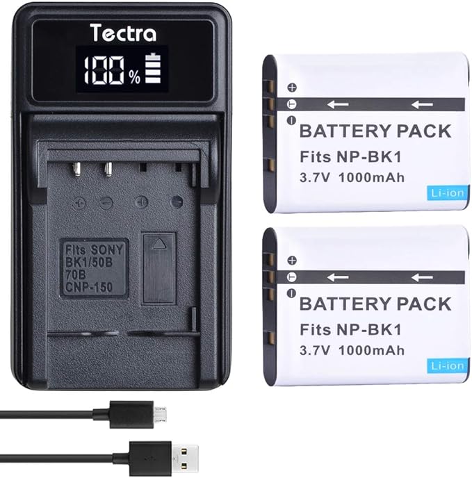 Tectra 2-Pack NP-BK1 Battery and LED USB Charger by Unknown