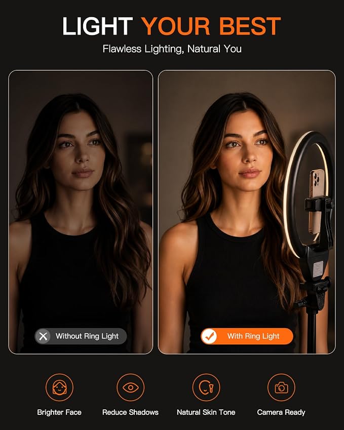 Sensyne Ring Light with Stand, LED Ring Light with Remote, 3 Color Modes & 10 - Image 4