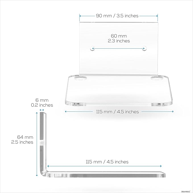 BRAINWAVZ 4.5" Small Baby Monitors & Speaker Wall Mount Shelf, Adhesive & Screw - Image 6