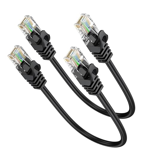 Short Ethernet Cable 0.5FT 2-Pack, Cat6 Patch Cable 6 inch Cord 10Gbps by ApoJodly