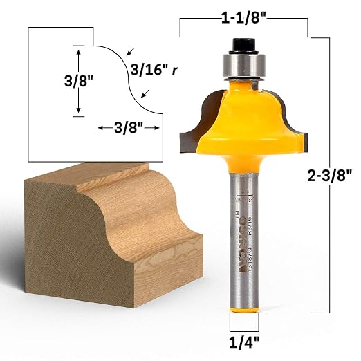 YONICO Roman Ogee Router Bits Edge Forming 3/8-Inch 1/4-Inch Shank 13187q - Image 2