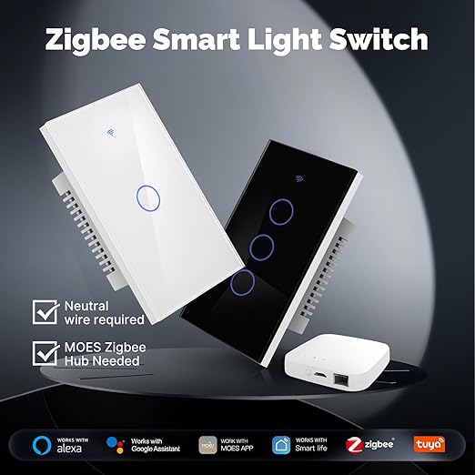 MOES Zigbee Smart Switch 2 Gang, Require MOES Zigbee Hub and Neutral Wire - Image 2