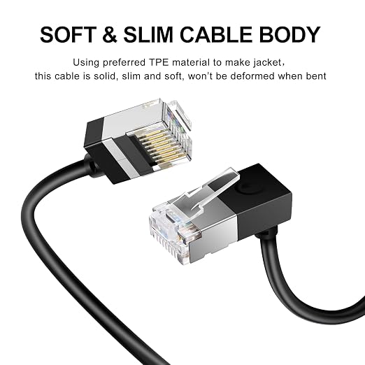 90° Downward Angled Cat 6A Ethernet Ultra Slim Cable 30 Feet 2Pack, Flexible - Image 2