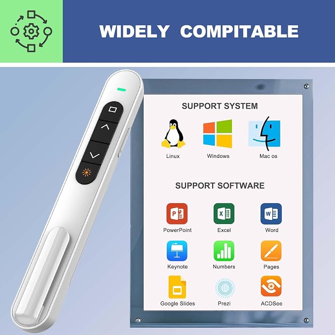 QUI Presentation Clicker with Volume Control, 2.4GHz USB Wireless Presenter - Image 7
