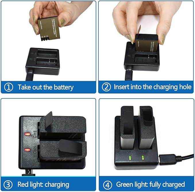 3 x 1050mAh Rechargeable Action Camera Battery - Image 6