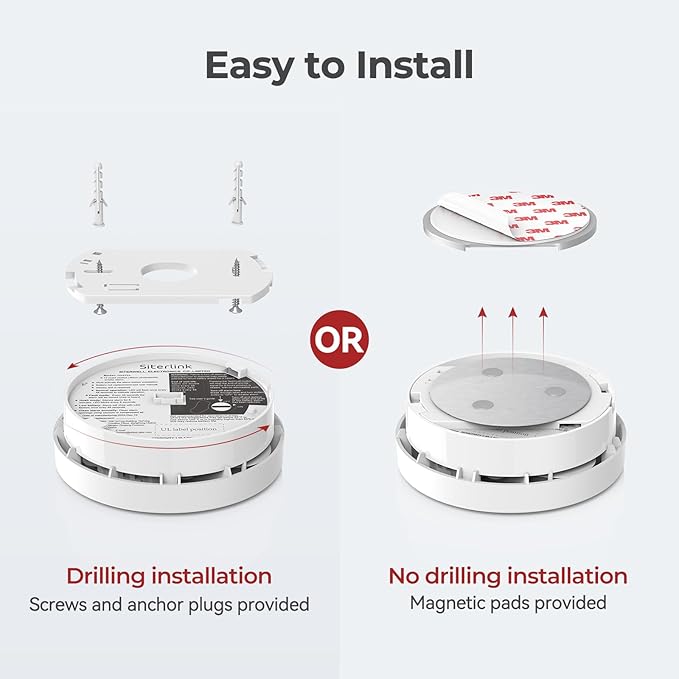 SITERLINK Smoke Detectors 10 Year Battery Operated, Smoke Alarm - Image 6