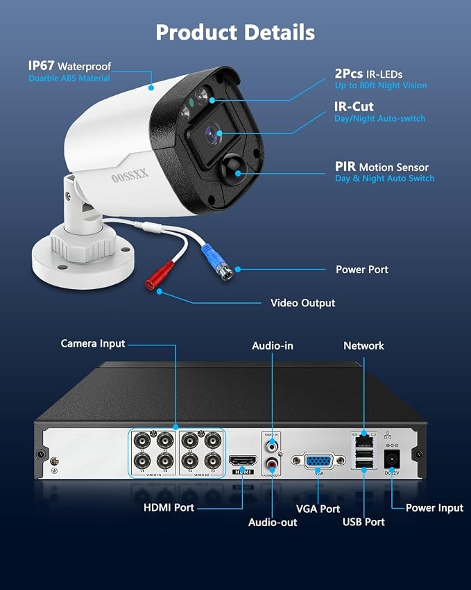 5MP Wired Security Camera System Outdoor, 8CH DVR - Image 8