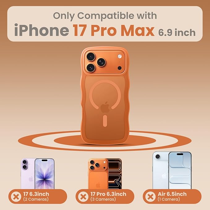 toushion for iPhone 17 Pro Max Case Cute Orange, Fits MagSafe, Matte Skin - Image 2